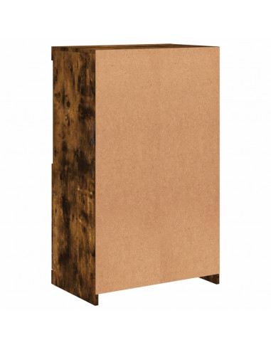 Credenza con Luci LED Rovere Fumo 60,5x37x100 cm