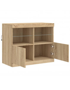 Credenza con Luci LED Rovere Sonoma 81x37x67 cm 2