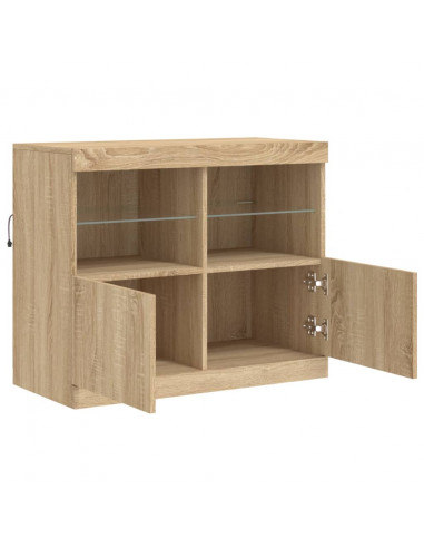 Credenza con Luci LED Rovere Sonoma 81x37x67 cm