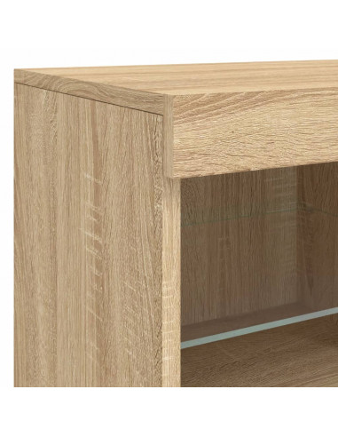 Credenza con Luci LED Rovere Sonoma 81x37x67 cm