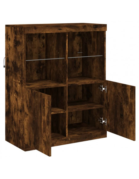 Credenza con Luci LED Rovere Fumo 81x37x100 cm