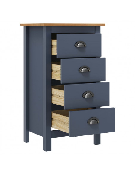 Credenza Hill Grigia 46x35x80 cm in Legno Massello di Pino
