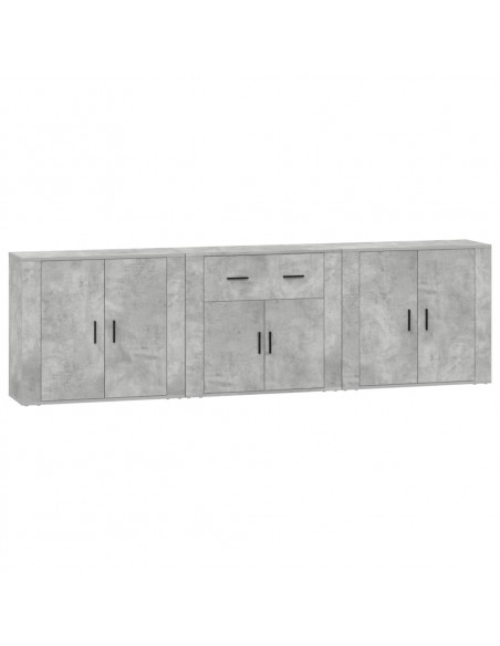Credenze 3 pz Grigio Cemento in Legno Multistrato