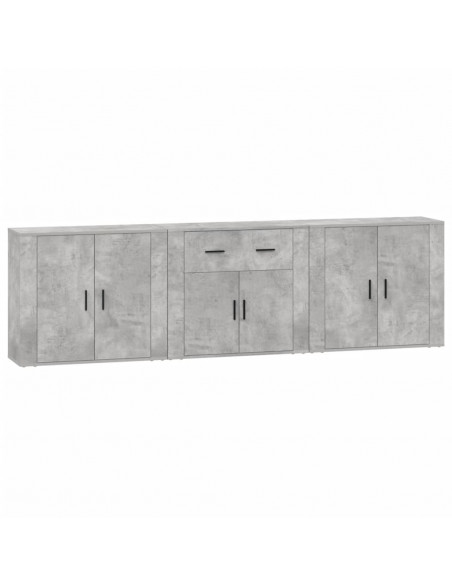 Credenze 3 pz Grigio Cemento in Legno Multistrato