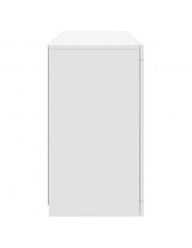 Credenza con Luci LED Bianca 123x37x67 cm