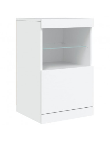 Credenza con Luci LED Bianca 123x37x67 cm