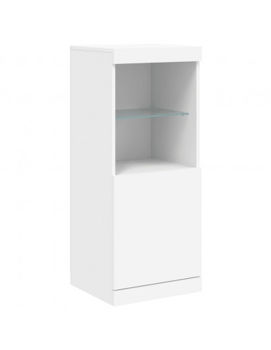 Credenze con Luci LED 3 pz Bianche in Legno Multistrato