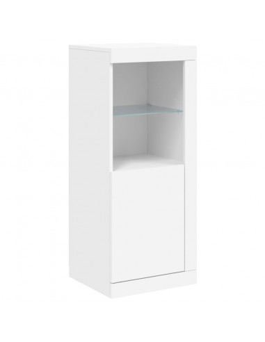 Credenze con Luci LED 3 pz Bianche in Legno Multistrato