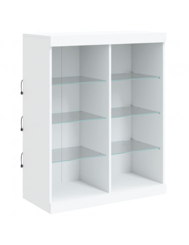 Credenze con Luci LED 3 pz Bianche in Legno Multistrato