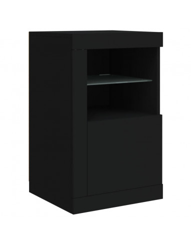 Credenza con Luci LED Nera 142,5x37x67 cm