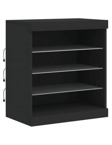 Credenza con Luci LED Nera 142,5x37x67 cm