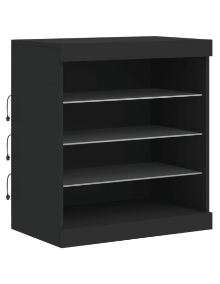 Credenza con Luci LED Nera 142,5x37x67 cm