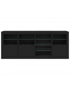 Credenza con Luci LED Nera 164x37x67 cm 2