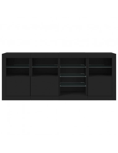 Credenza con Luci LED Nera 164x37x67 cm