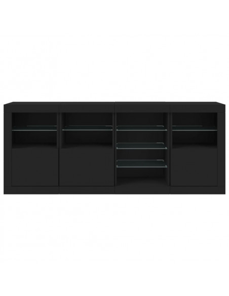 Credenza con Luci LED Nera 164x37x67 cm