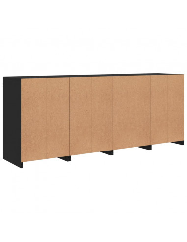 Credenza con Luci LED Nera 164x37x67 cm