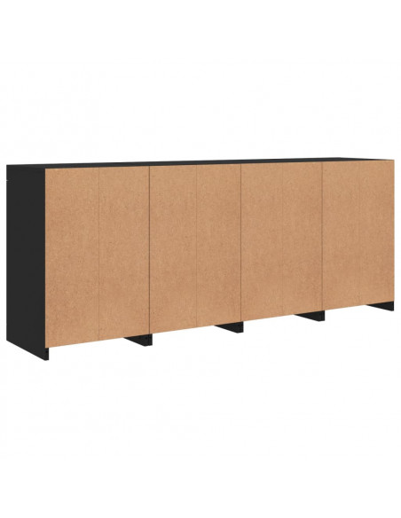 Credenza con Luci LED Nera 164x37x67 cm