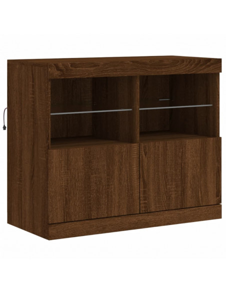 Credenza con Luci LED Rovere Marrone 163x37x67 cm