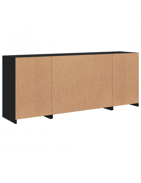Credenza con Luci LED Nera 163x37x67 cm