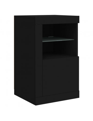 Credenza con Luci LED Nera 163x37x67 cm