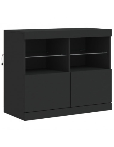 Credenza con Luci LED Nera 163x37x67 cm