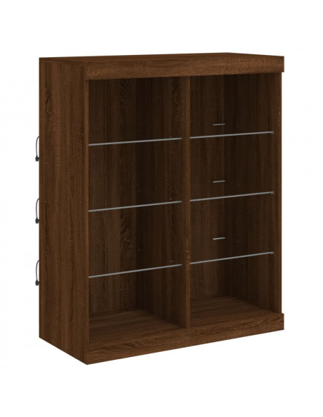 Credenze con Luci LED 3 pz Rovere Marrone in Legno Multistrato
