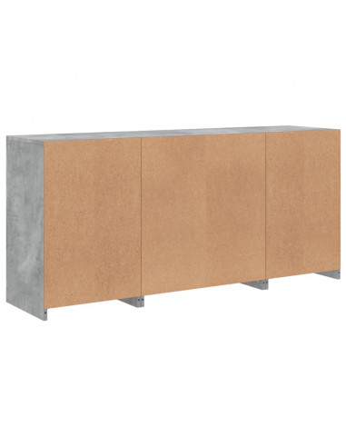Credenza con Luci LED Grigio Cemento 142,5x37x67 cm