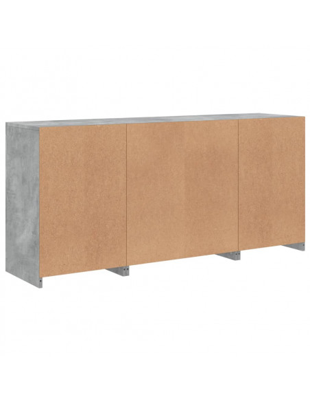 Credenza con Luci LED Grigio Cemento 142,5x37x67 cm