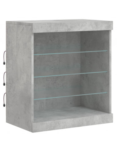 Credenza con Luci LED Grigio Cemento 142,5x37x67 cm