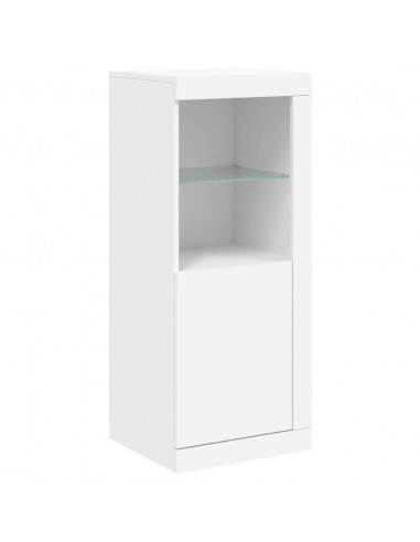 Credenze con Luci LED 3 pz Bianche in Legno Multistrato