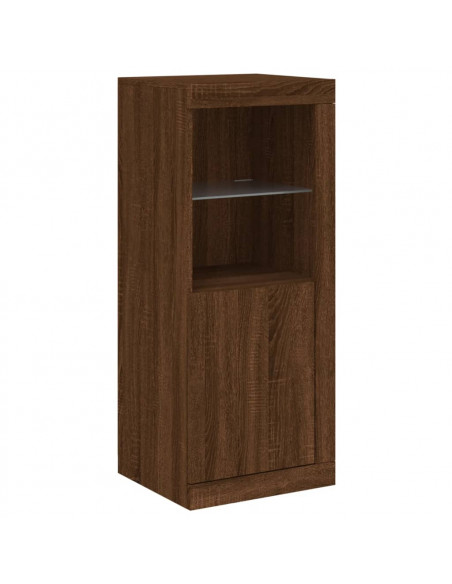 Credenze con Luci LED 3 pz Rovere Marrone in Legno Multistrato