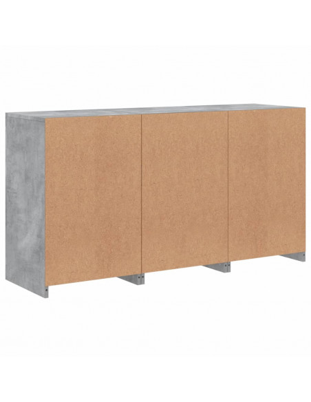 Credenza con Luci LED Grigio Cemento 123x37x67 cm