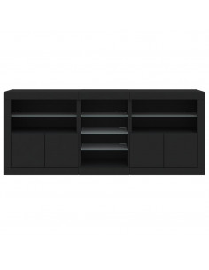 Credenza con Luci LED Nera 162x37x67 cm 2