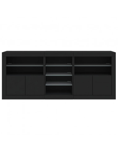 Credenza con Luci LED Nera 162x37x67 cm