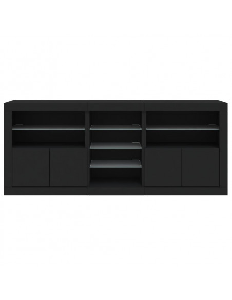 Credenza con Luci LED Nera 162x37x67 cm