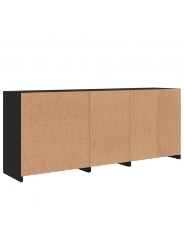 Credenza con Luci LED Nera 162x37x67 cm