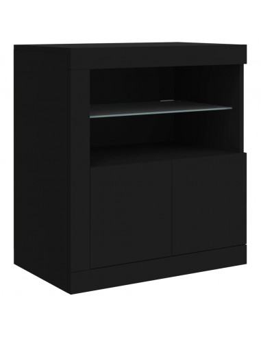 Credenza con Luci LED Nera 162x37x67 cm