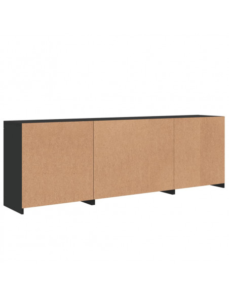 Credenza con Luci LED Nera 202x37x67 cm