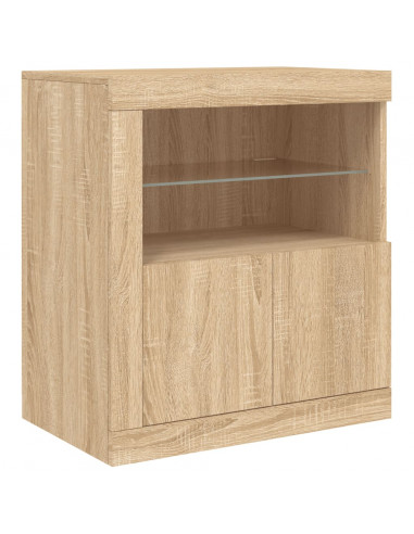 Credenza con Luci LED Rovere Sonoma 283x37x67 cm