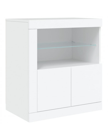 Credenza con Luci LED Bianca 202x37x67 cm