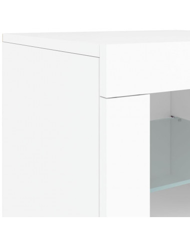 Credenza con Luci LED Bianca 202x37x67 cm