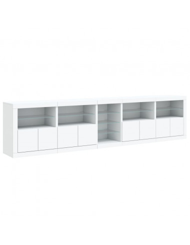 Credenza con Luci LED Bianca 283x37x67 cm