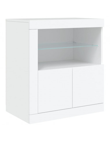 Credenza con Luci LED Bianca 162x37x67 cm