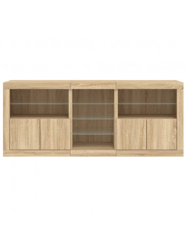 Credenza con Luci LED Rovere Sonoma 162x37x67 cm