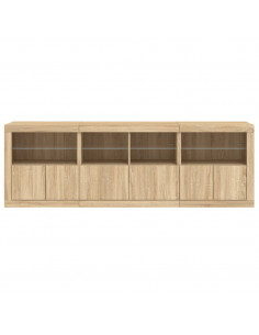 Credenza con Luci LED Rovere Sonoma 202x37x67 cm 2