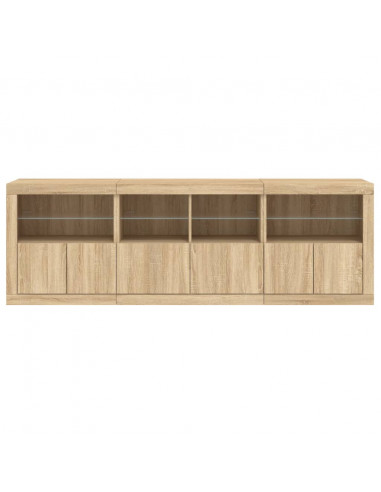 Credenza con Luci LED Rovere Sonoma 202x37x67 cm