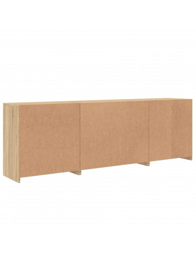 Credenza con Luci LED Rovere Sonoma 202x37x67 cm