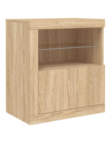 Credenza con Luci LED Rovere Sonoma 202x37x67 cm