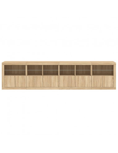 Credenza con Luci LED Rovere Sonoma 283x37x67 cm