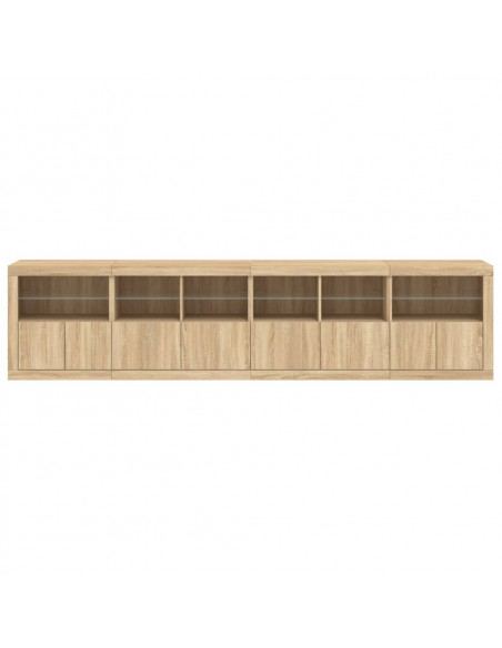 Credenza con Luci LED Rovere Sonoma 283x37x67 cm
